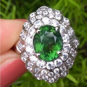 Green tourmaline sterling silver ring Sundance Charm